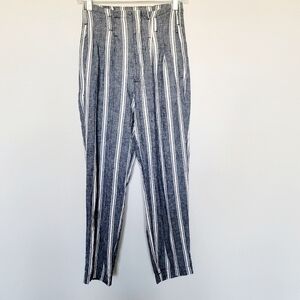 Abercrombie Navy Pinstripe Linen Blend Ankle Pants